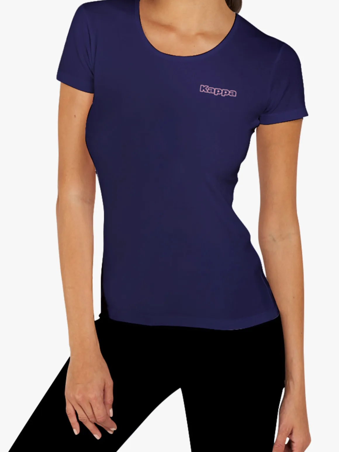 Kappa T-shirt girocollo da donna in cotone bielastico - blu scuro