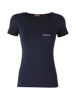 Kappa T-shirt girocollo da donna in cotone bielastico - blu scuro