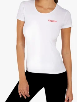 Kappa T-shirt girocollo da donna in cotone bielastico - bianco
