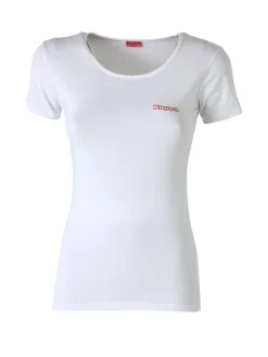 Kappa T-shirt girocollo da donna in cotone bielastico - bianco