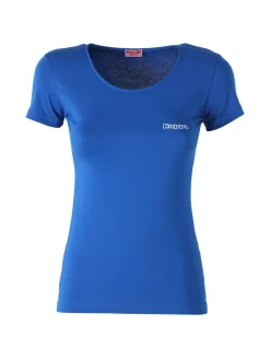 Kappa T-shirt girocollo da donna in cotone bielastico - blu