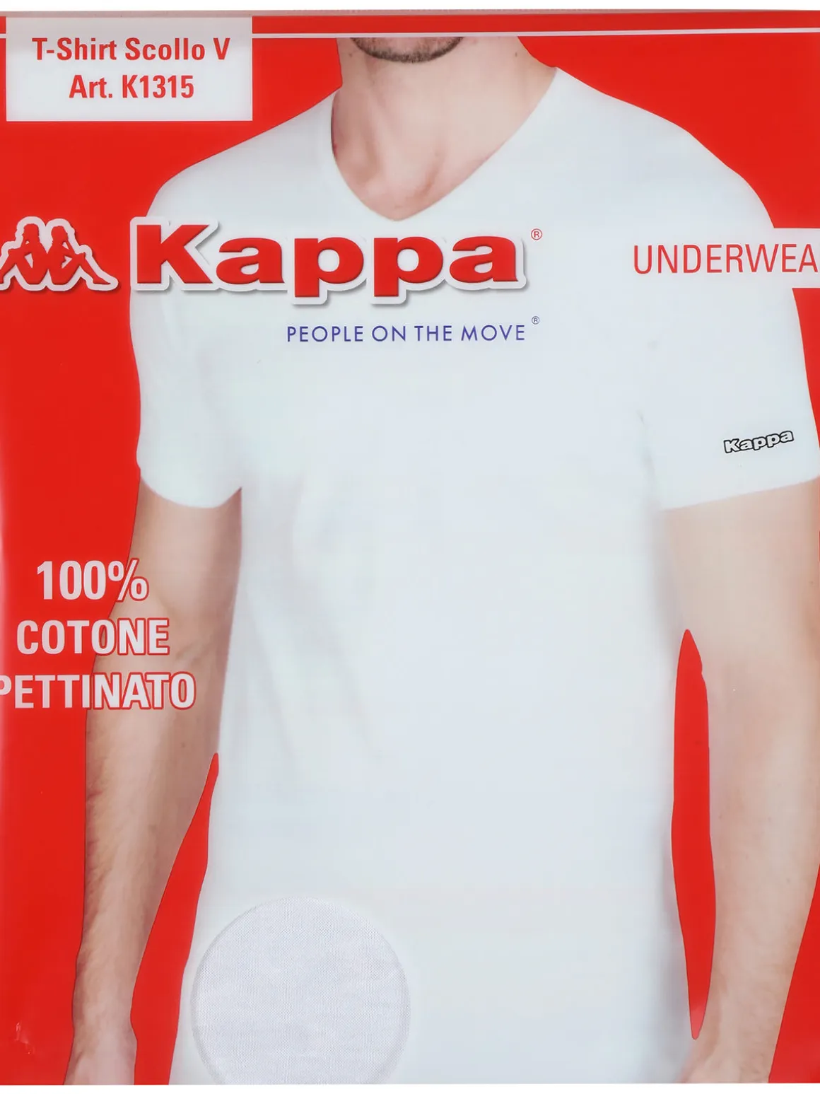 Kappa T-shirt intima da uomo in cotone scollo V
