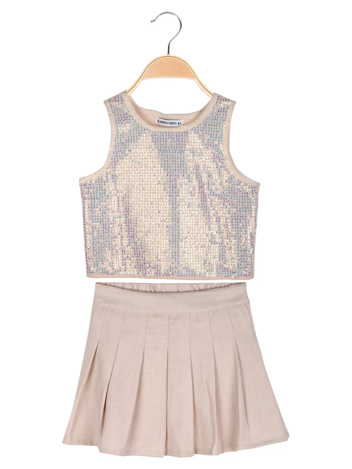 Karino Kids Completo casual da bambina con top luccicante e pantagonna plissettata
