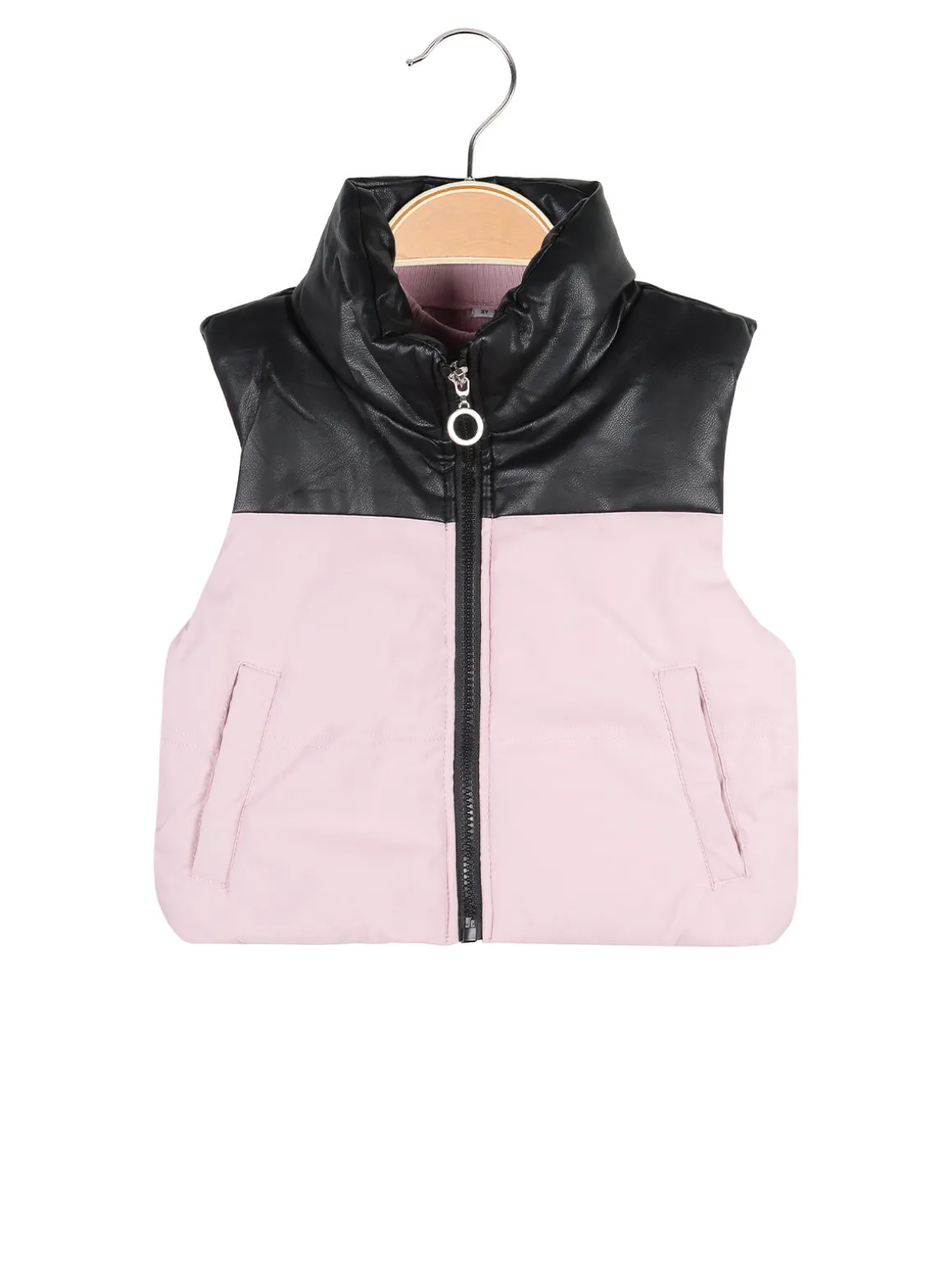Karino Kids Gilet da ragazza in ecopelle con zip