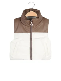 Karino Kids Gilet da ragazza in ecopelle con zip
