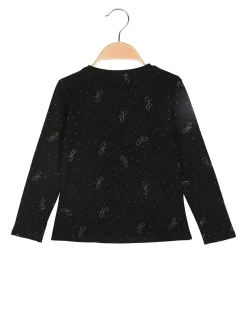 Karino Kids T-shirt da bambina a maniche lunghe con borchie - nero