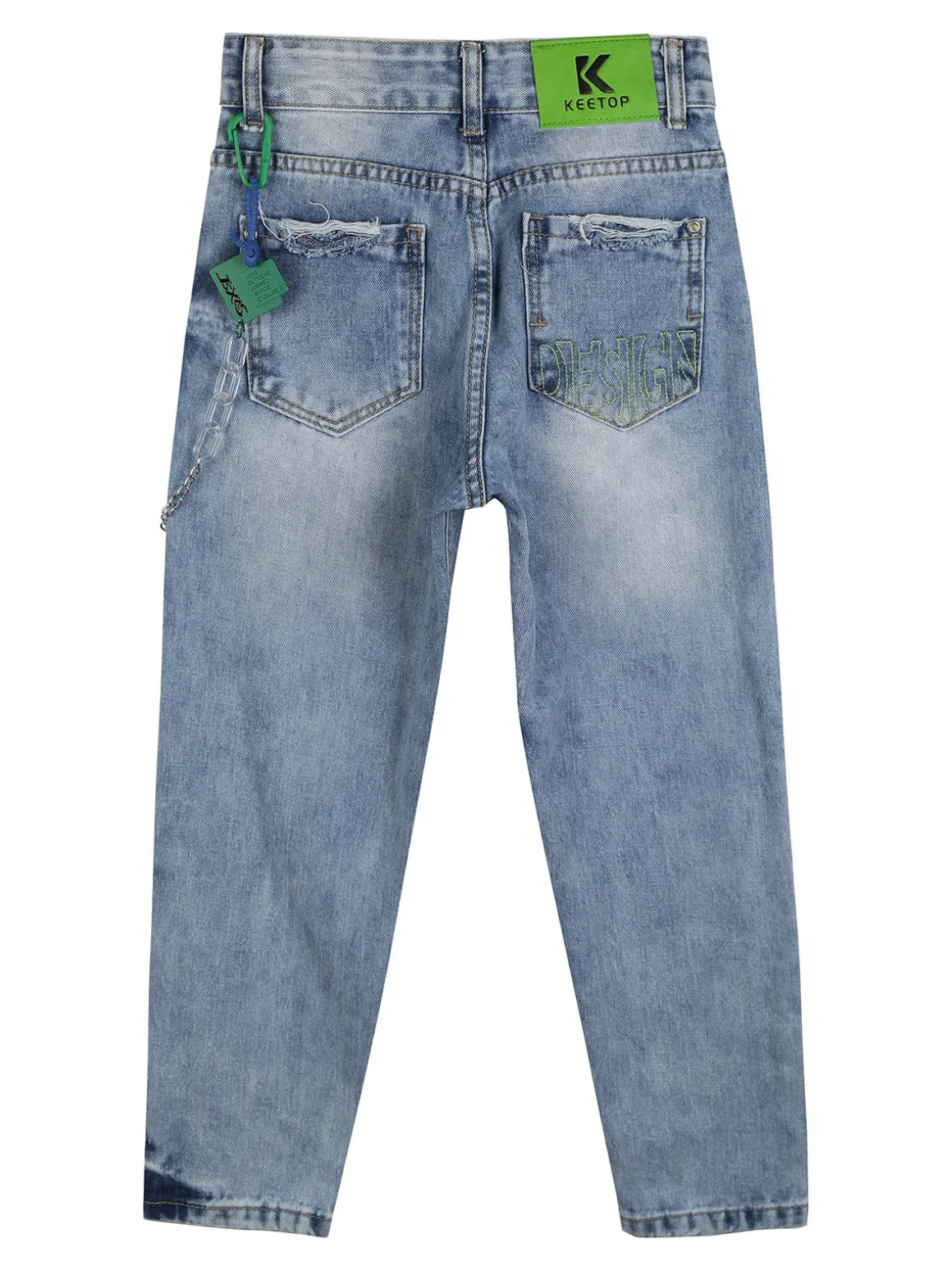 Keetop Jeans strappati da bambino con catena