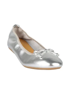 Keys Ballerine donna in pelle con fiocchetto argento