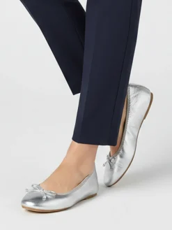 Keys Ballerine donna in pelle con fiocchetto argento