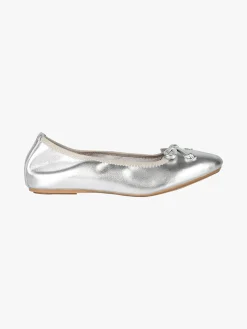 Keys Ballerine donna in pelle con fiocchetto argento