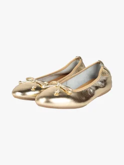Keys Ballerine donna in pelle oro con fiocchetto