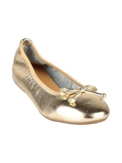 Keys Ballerine donna in pelle oro con fiocchetto