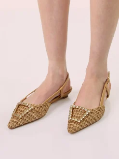 Keys Slingback donna gioiello a punta aperte dietro - beige