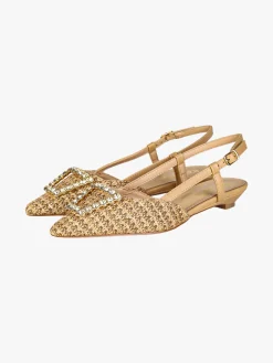 Keys Slingback donna gioiello a punta aperte dietro - beige