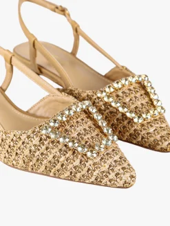 Keys Slingback donna gioiello a punta aperte dietro - beige