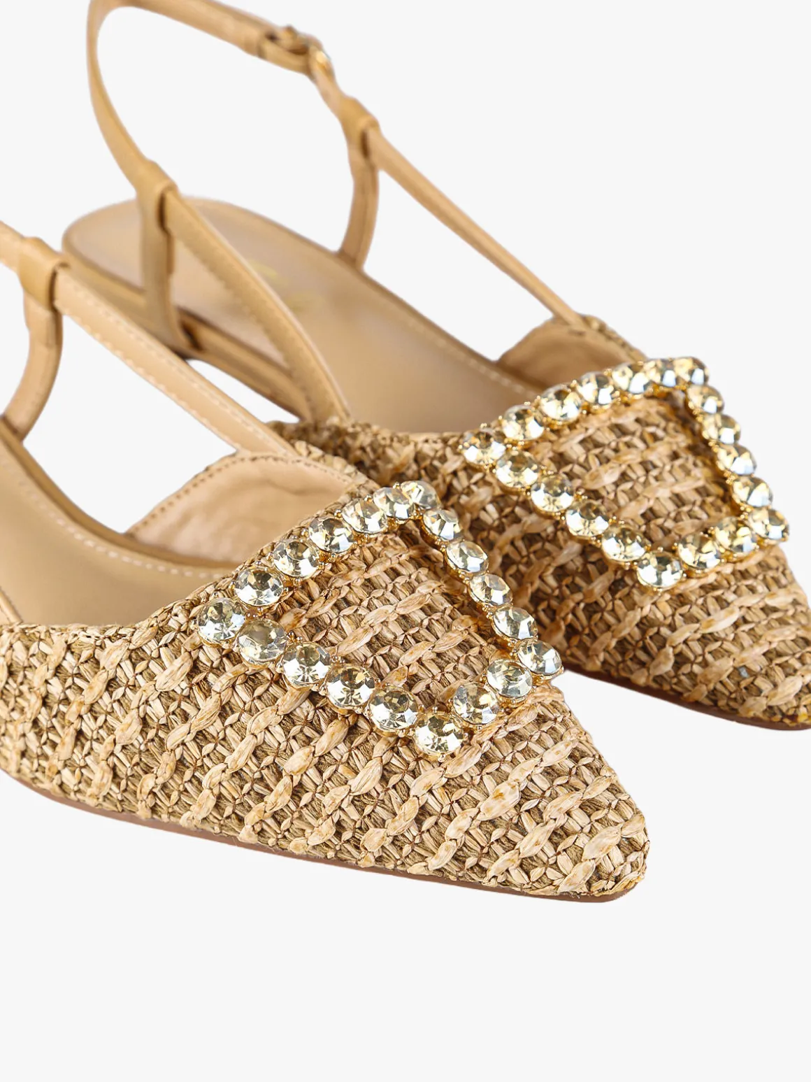 Keys Slingback donna gioiello a punta aperte dietro - beige