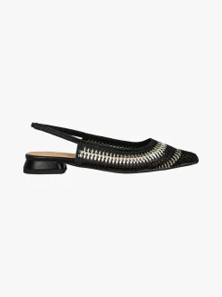 Keys Slingback donna in tessuto con cinturino elastico e tacco basso - nero