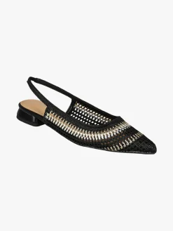 Keys Slingback donna in tessuto con cinturino elastico e tacco basso - nero