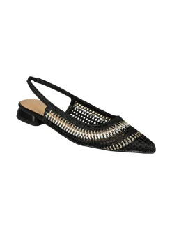 Keys Slingback donna in tessuto con cinturino elastico e tacco basso - nero