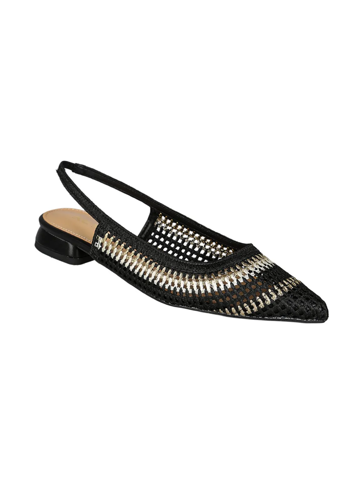 Keys Slingback donna in tessuto con cinturino elastico e tacco basso - nero