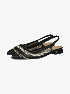 Keys Slingback donna in tessuto con cinturino elastico e tacco basso - nero