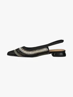 Keys Slingback donna in tessuto con cinturino elastico e tacco basso - nero