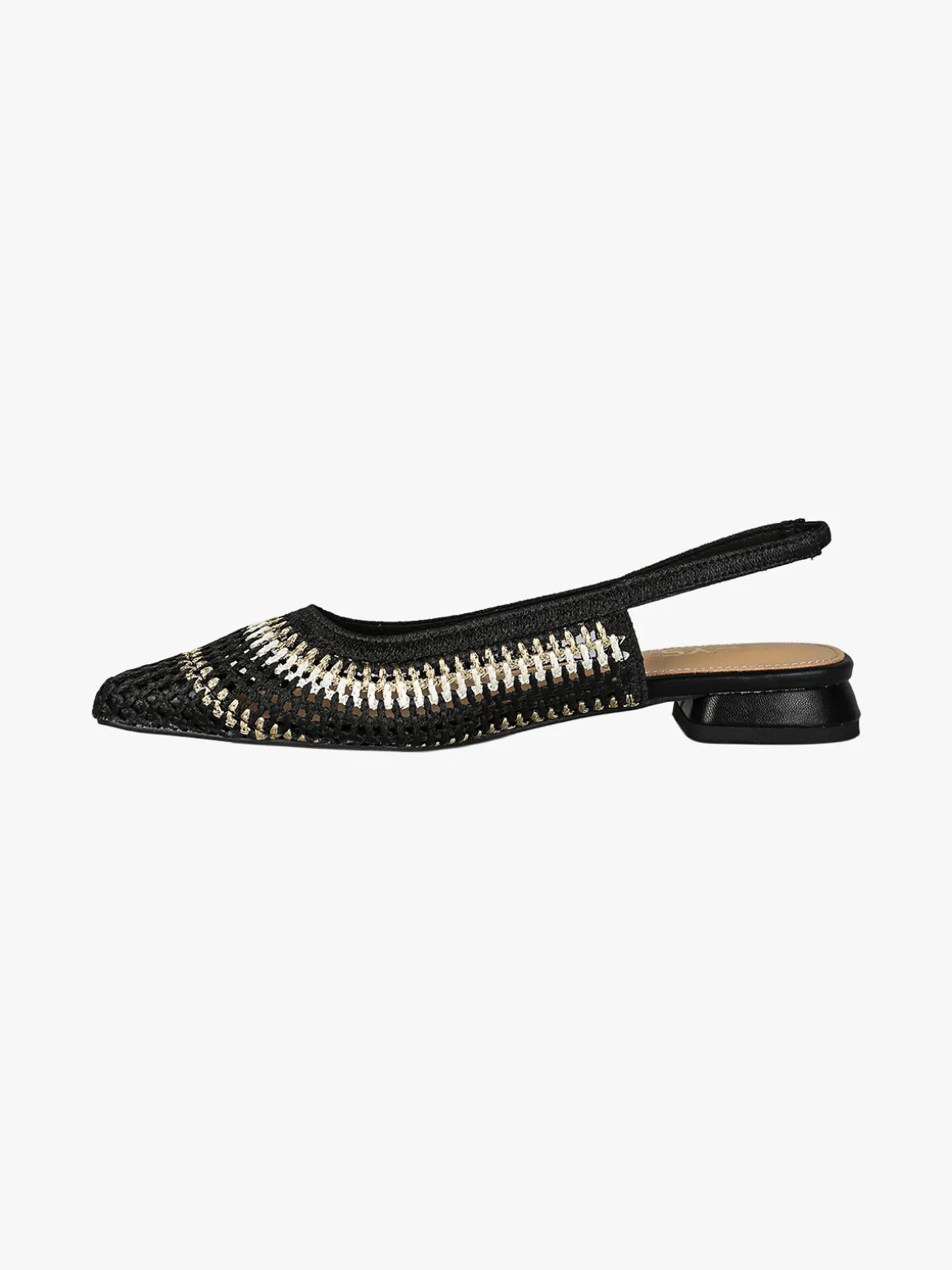 Keys Slingback donna in tessuto con cinturino elastico e tacco basso - nero