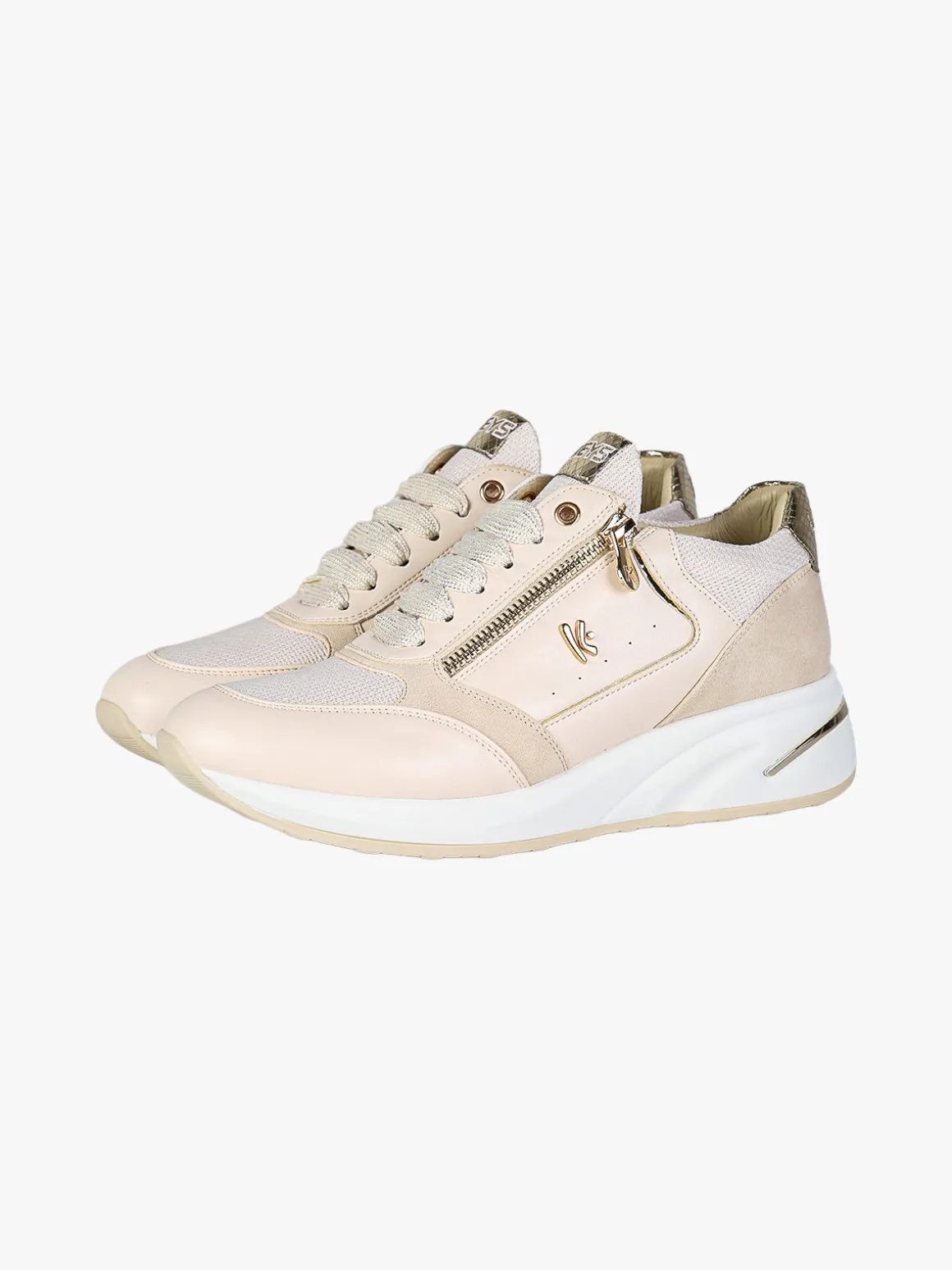Keys Sneakers donna con zeppa e zip - panna