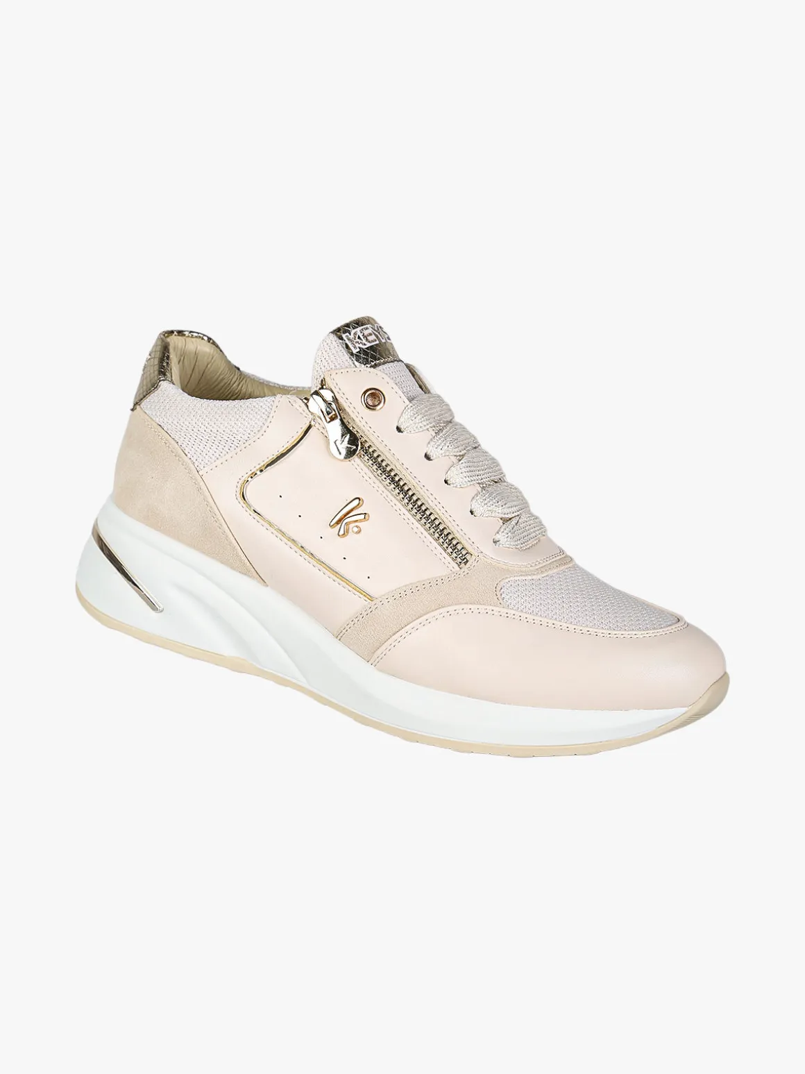 Keys Sneakers donna con zeppa e zip - panna