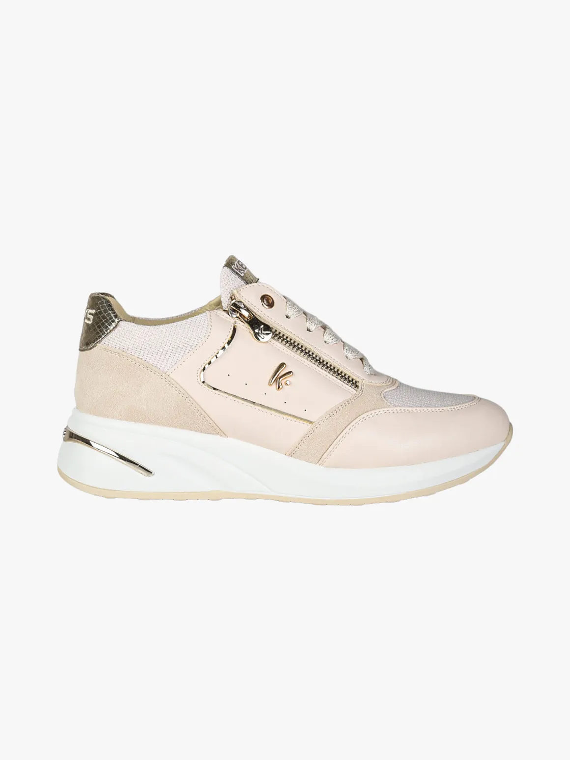 Keys Sneakers donna con zeppa e zip - panna