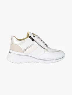 Keys Sneakers donna con zeppa e doppia zip - bianco