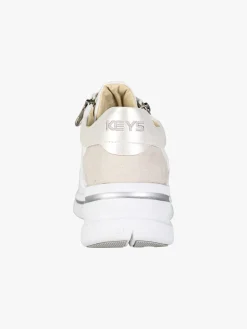 Keys Sneakers donna con zeppa e doppia zip - bianco