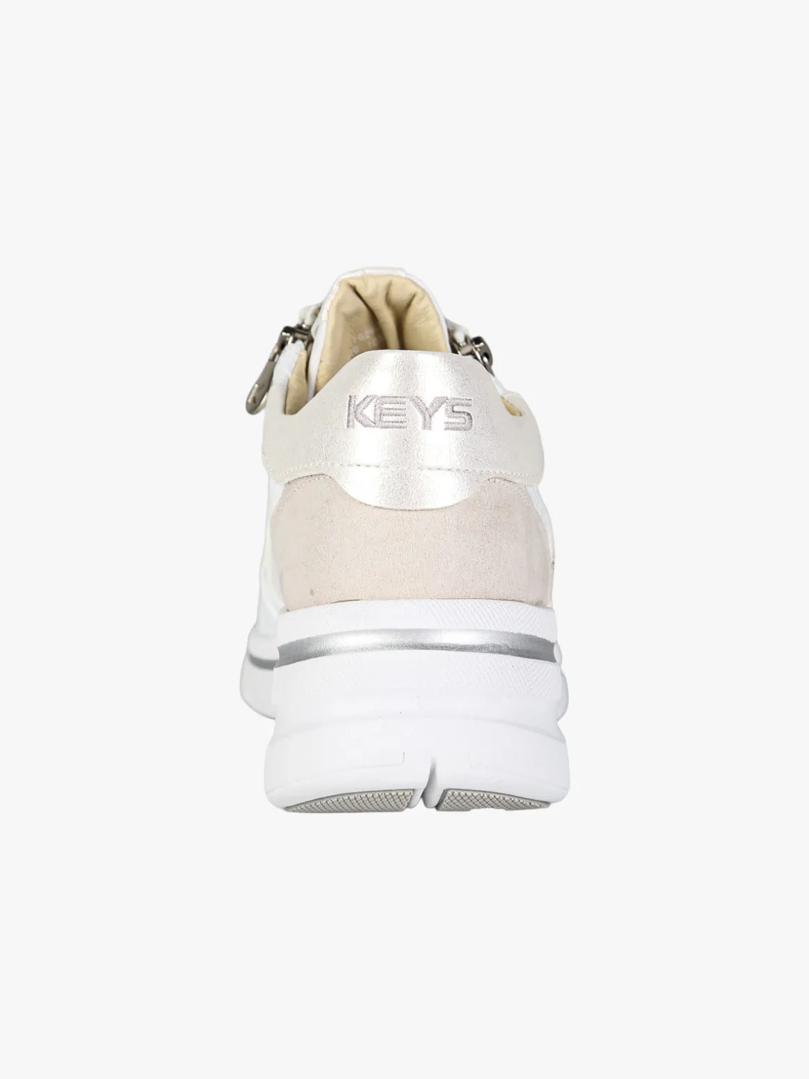Keys Sneakers donna con zeppa e doppia zip - bianco