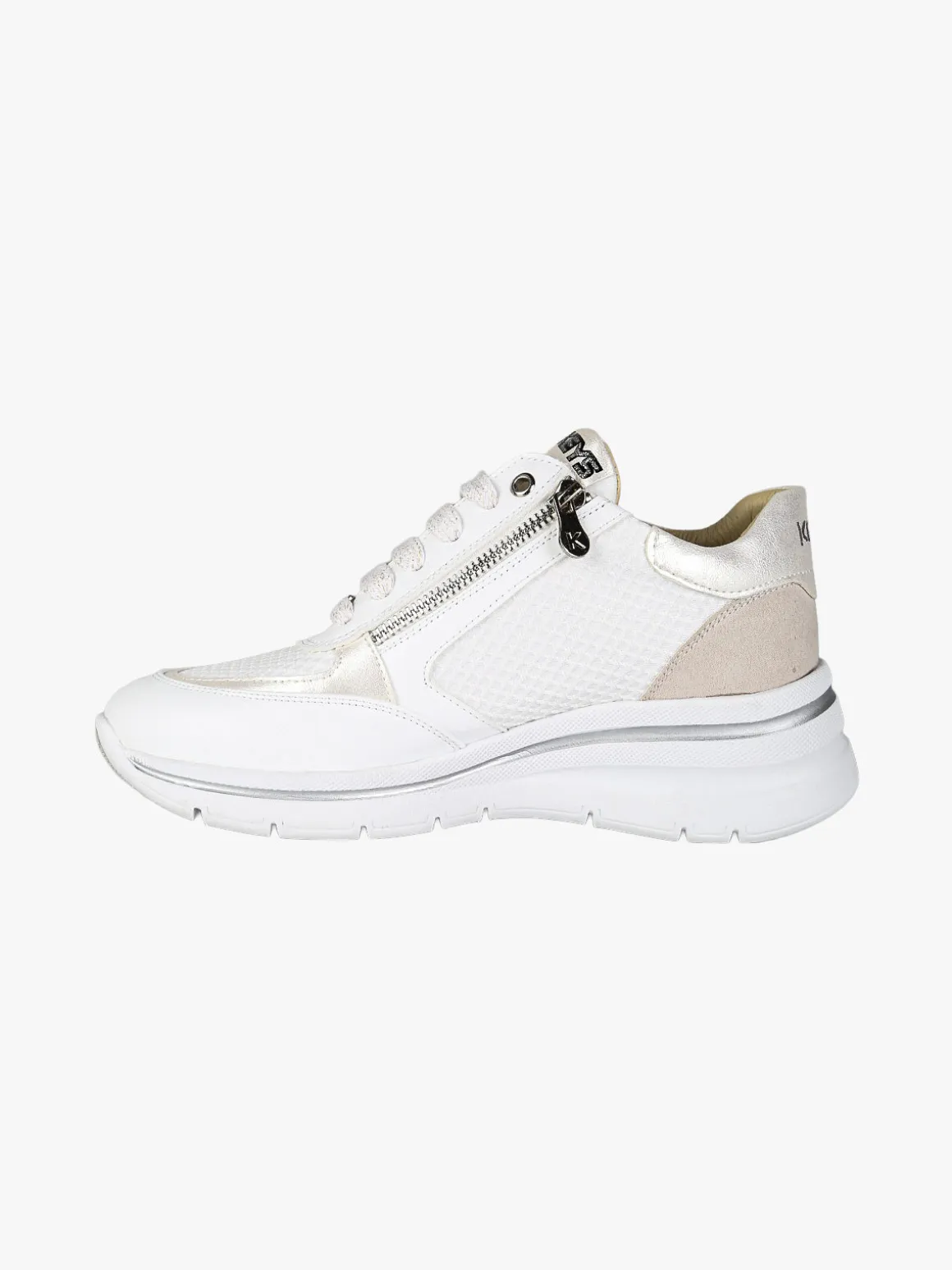 Keys Sneakers donna con zeppa e doppia zip - bianco