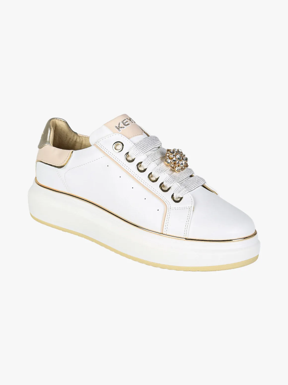 Keys Sneakers donna gioiello con platform - bianco