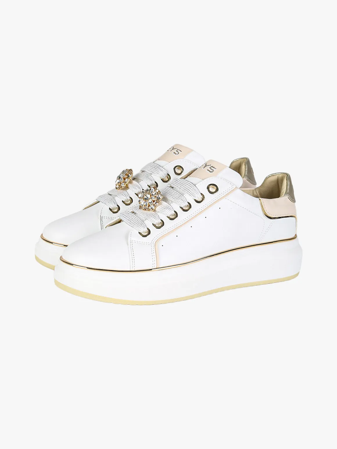 Keys Sneakers donna gioiello con platform - bianco