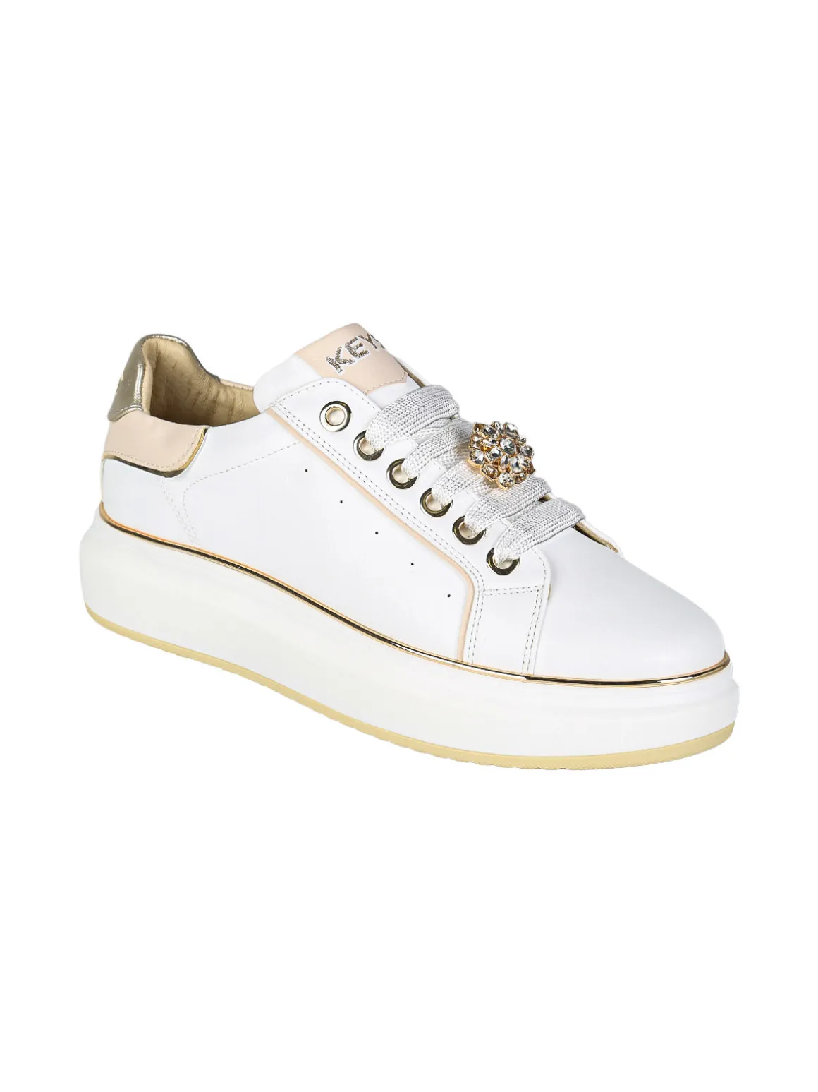 Keys Sneakers donna gioiello con platform - bianco
