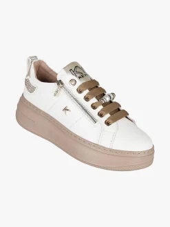 Keys Sneakers donna gioiello in pelle con platform - bianco