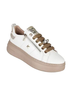 Keys Sneakers donna gioiello in pelle con platform - bianco