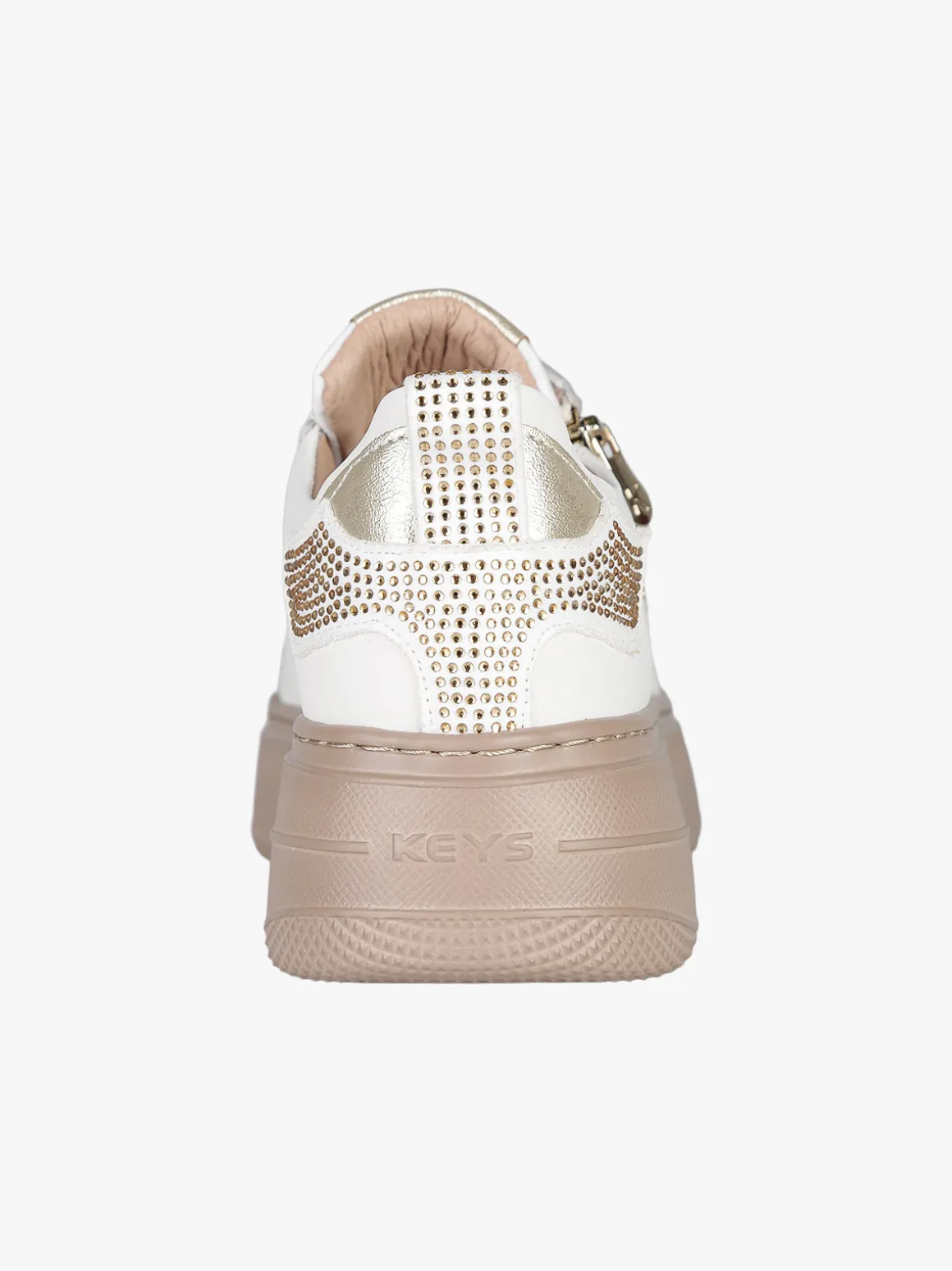 Keys Sneakers donna gioiello in pelle con platform - bianco