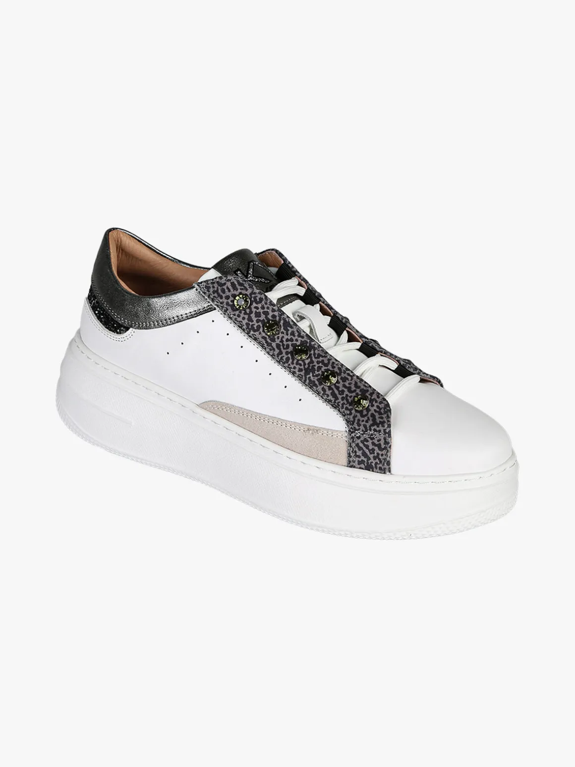 Keys Sneakers donna in pelle con borchie e platform