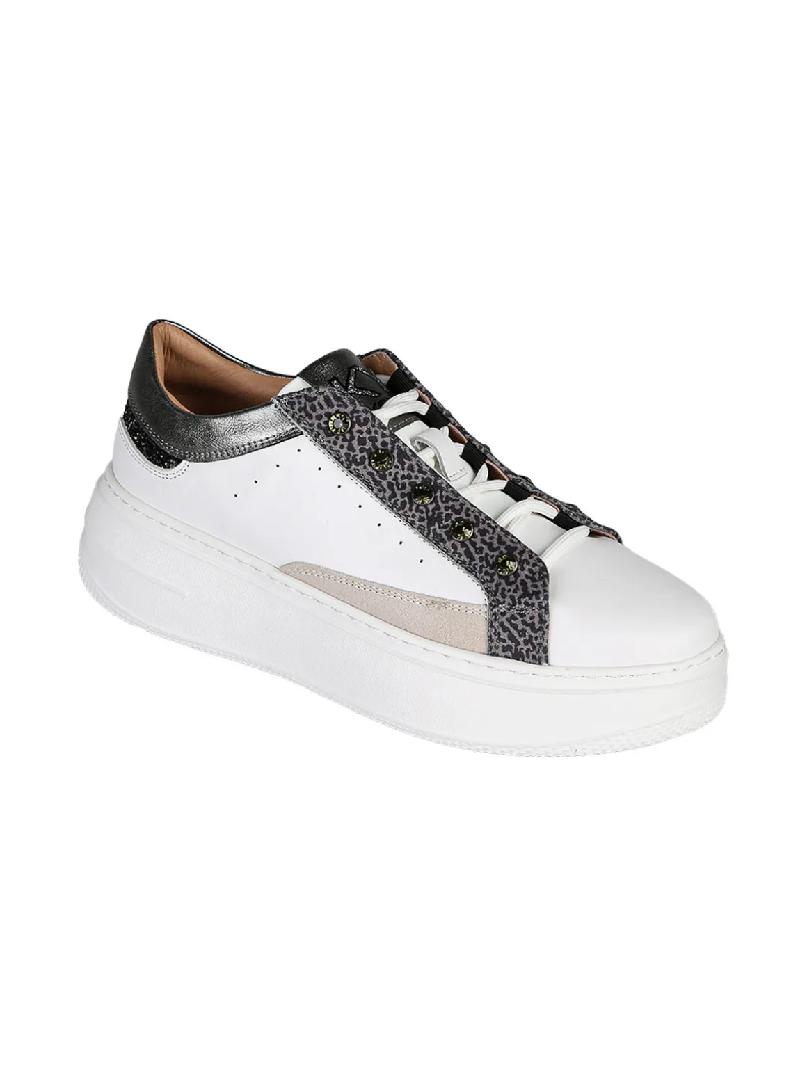 Keys Sneakers donna in pelle con borchie e platform