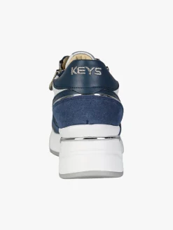 Keys Sneakers donna in pelle con zeppa - blu