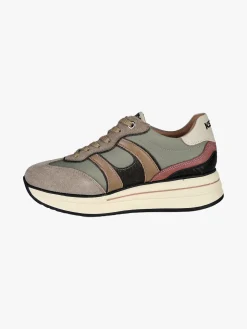 Keys Sneakers donna in pelle con platform - pistacchio