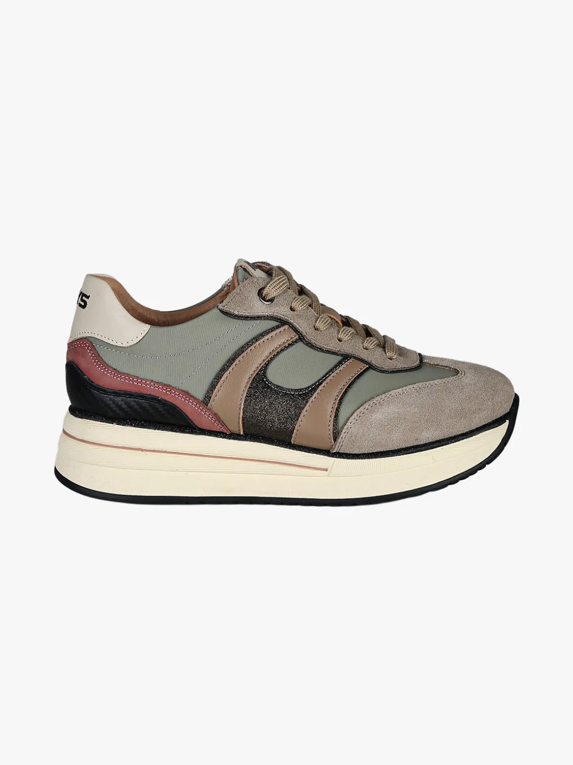 Keys Sneakers donna in pelle con platform - pistacchio