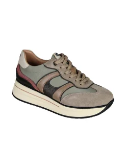 Keys Sneakers donna in pelle con platform - pistacchio
