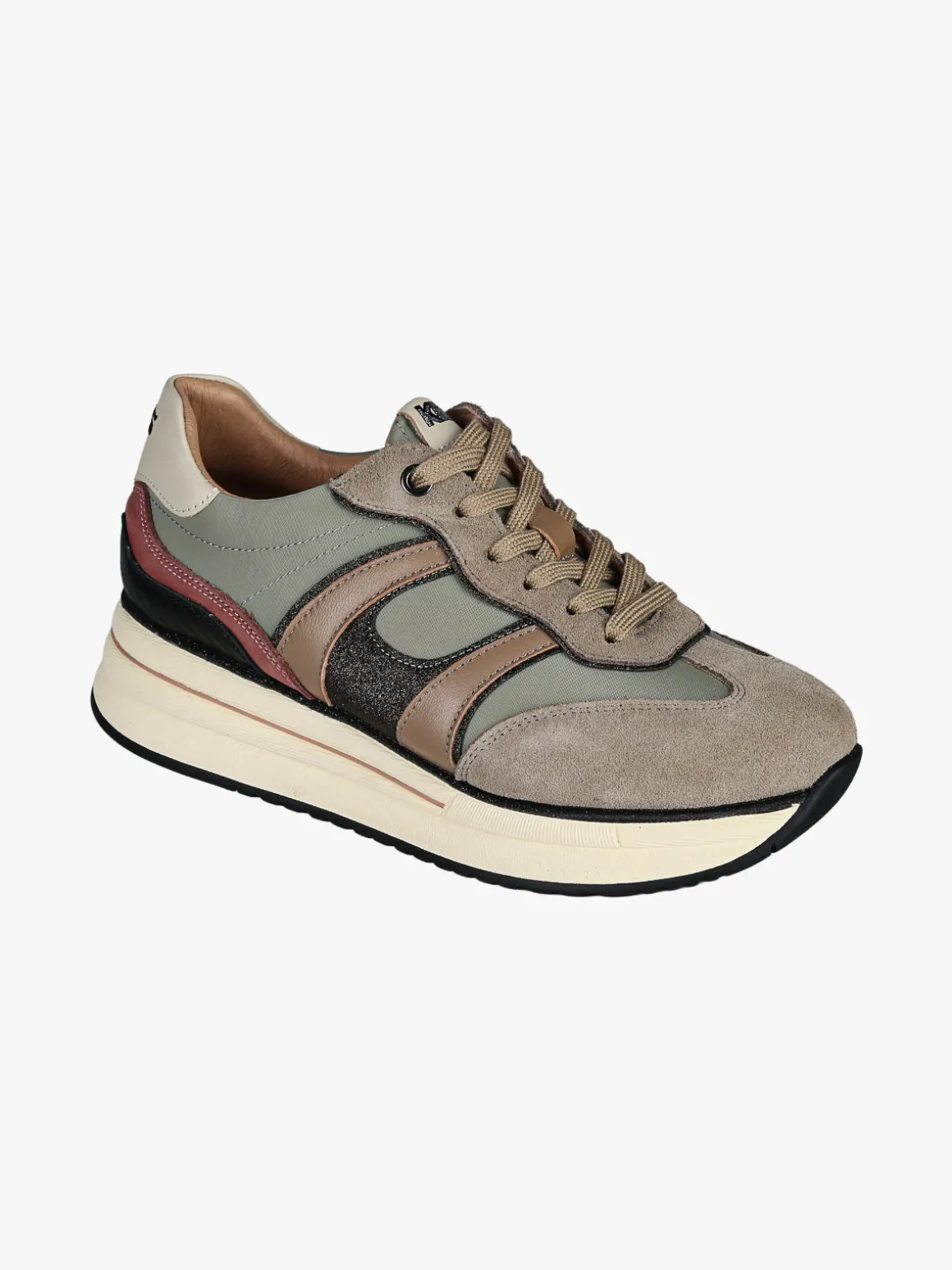 Keys Sneakers donna in pelle con platform - pistacchio