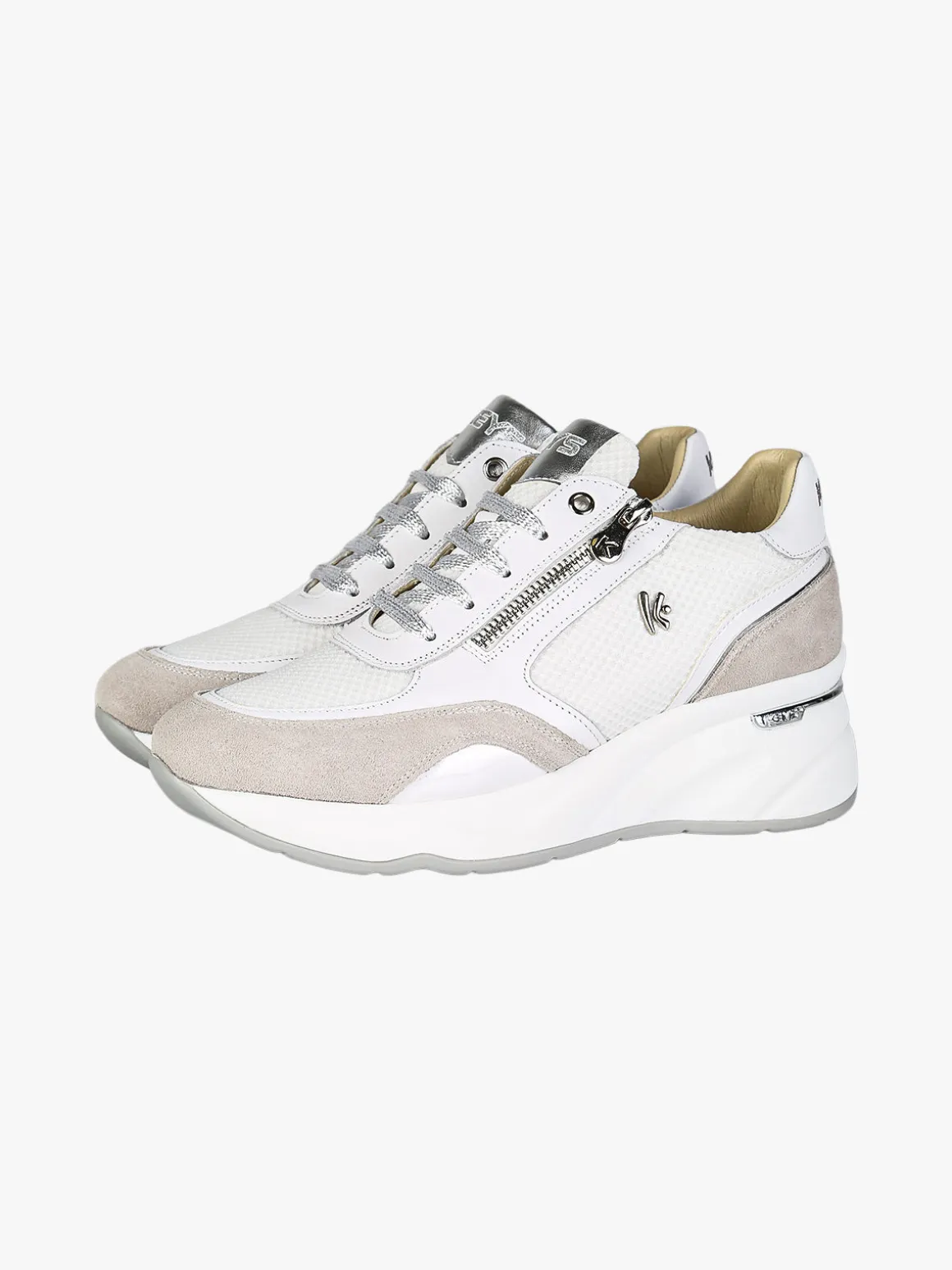 Keys Sneakers donna in pelle con platform - marrone