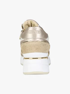 Keys Sneakers donna in pelle con zeppa - beige