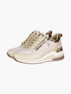 Keys Sneakers donna in pelle con zeppa - beige